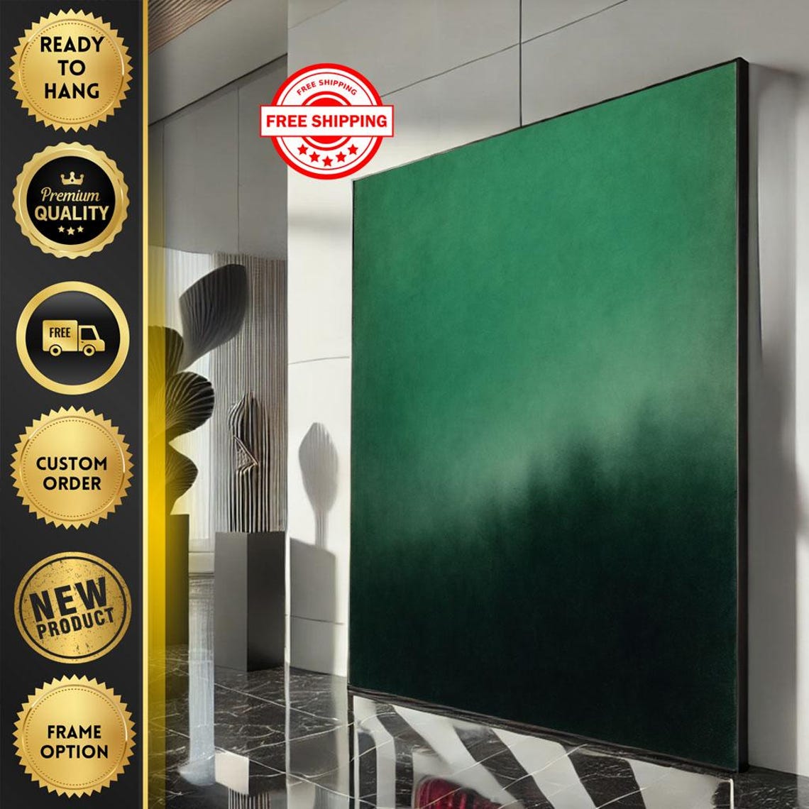 Deep Emerald Green Color Field Rothko Style Modern Canvas Poster