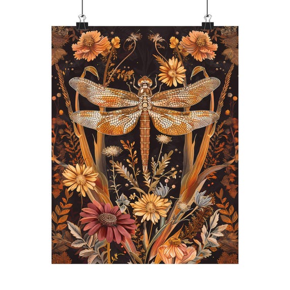 Dragonfly Art Print, William Morris Modern Farmhouse