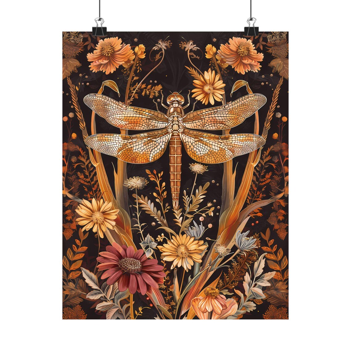 Dragonfly Art Print, William Morris Modern Farmhouse