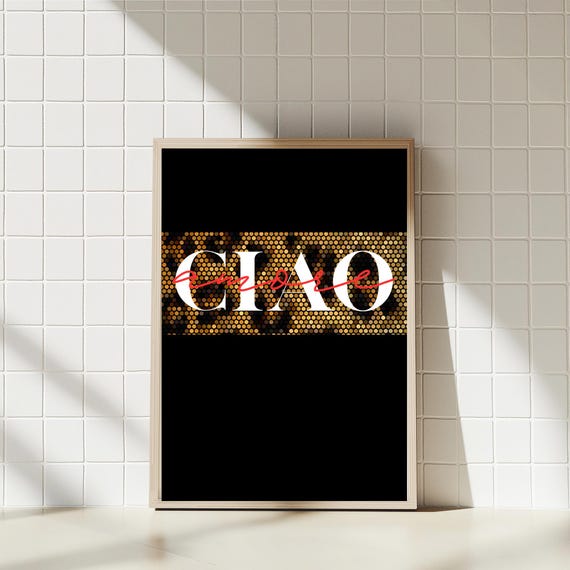 Ciao Amore Leopard Print Italian Typography Wall Art