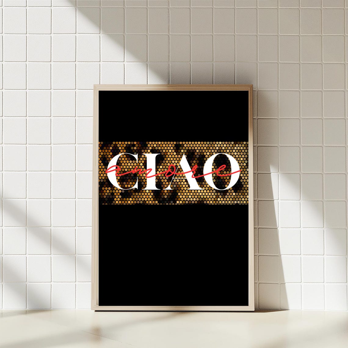 Ciao Amore Leopard Print Italian Typography Wall Art