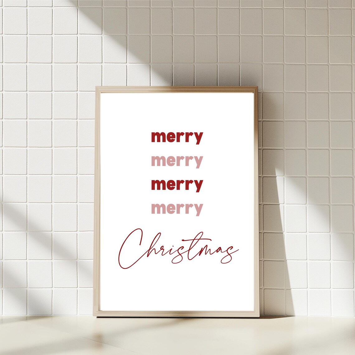 Merry Christmas Typography Poster, Holiday Wall Art