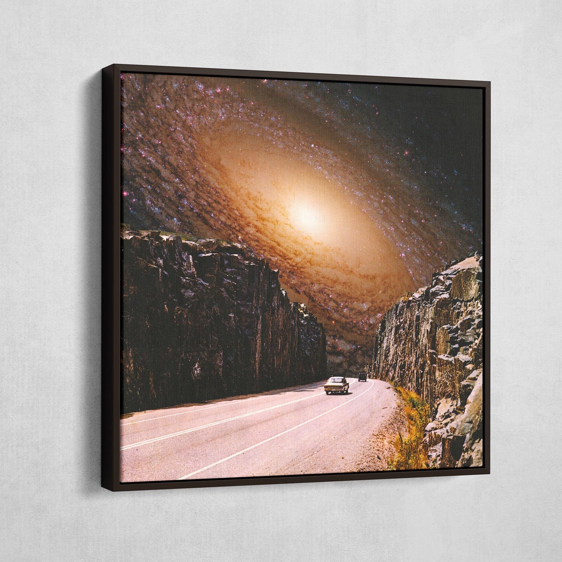 Intergalactic Highway Galaxy Road Cars Cosmic Surreal Collage Wall Art