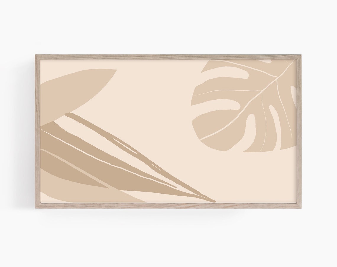 Abstract Monstera Leaf Beige Botanical Neutral Modern Art Poster