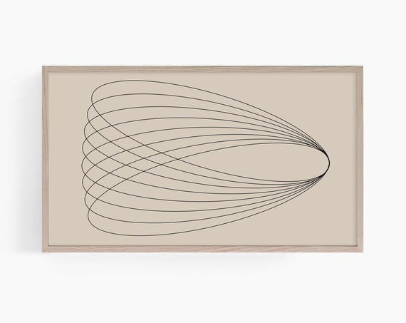 Frame Tv Art Modern Geometric Line Art Neutral Abstract 70s Retro Psychedelic Beige Boho Neutral Tv Art