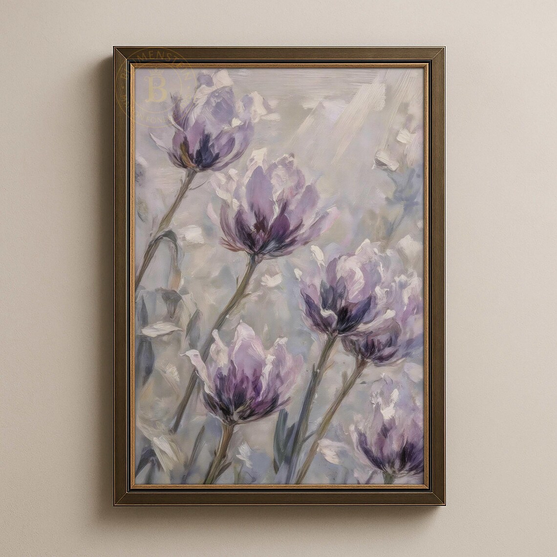 Purple Lavender Flowers Soft Gouache Floral Modern Wall Poster
