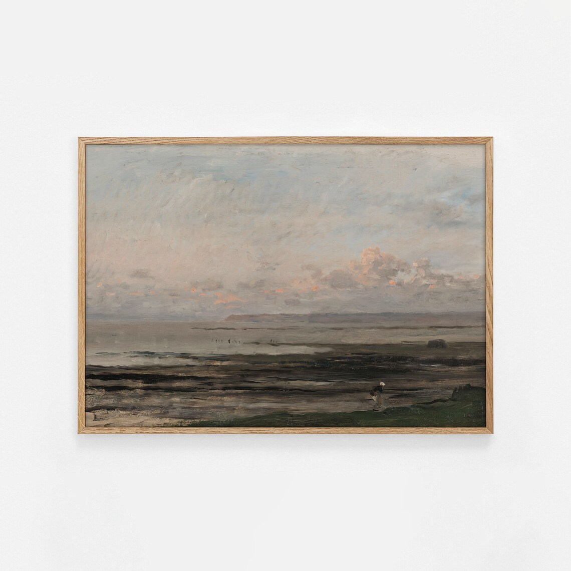 Hazy Coastal Seascape Muted Vintage Beach Oil Painting Poster