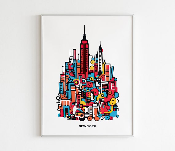 New York Art Print Ny Wall Art New York State Poster Print Pop Art Print Wall Art New York Love Print Bold Style