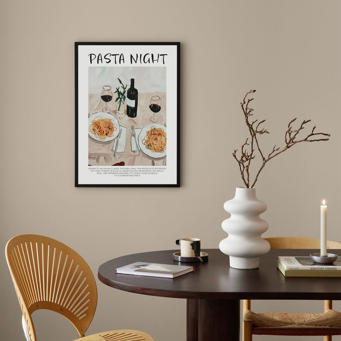 Pasta Night Spaghetti Wine Dinner Italian Kitchen Food Art Poster - Image 4