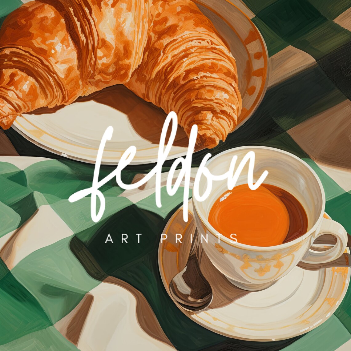 Coffee and Croissant, Contemporary Kitchen Art Print - Image 2
