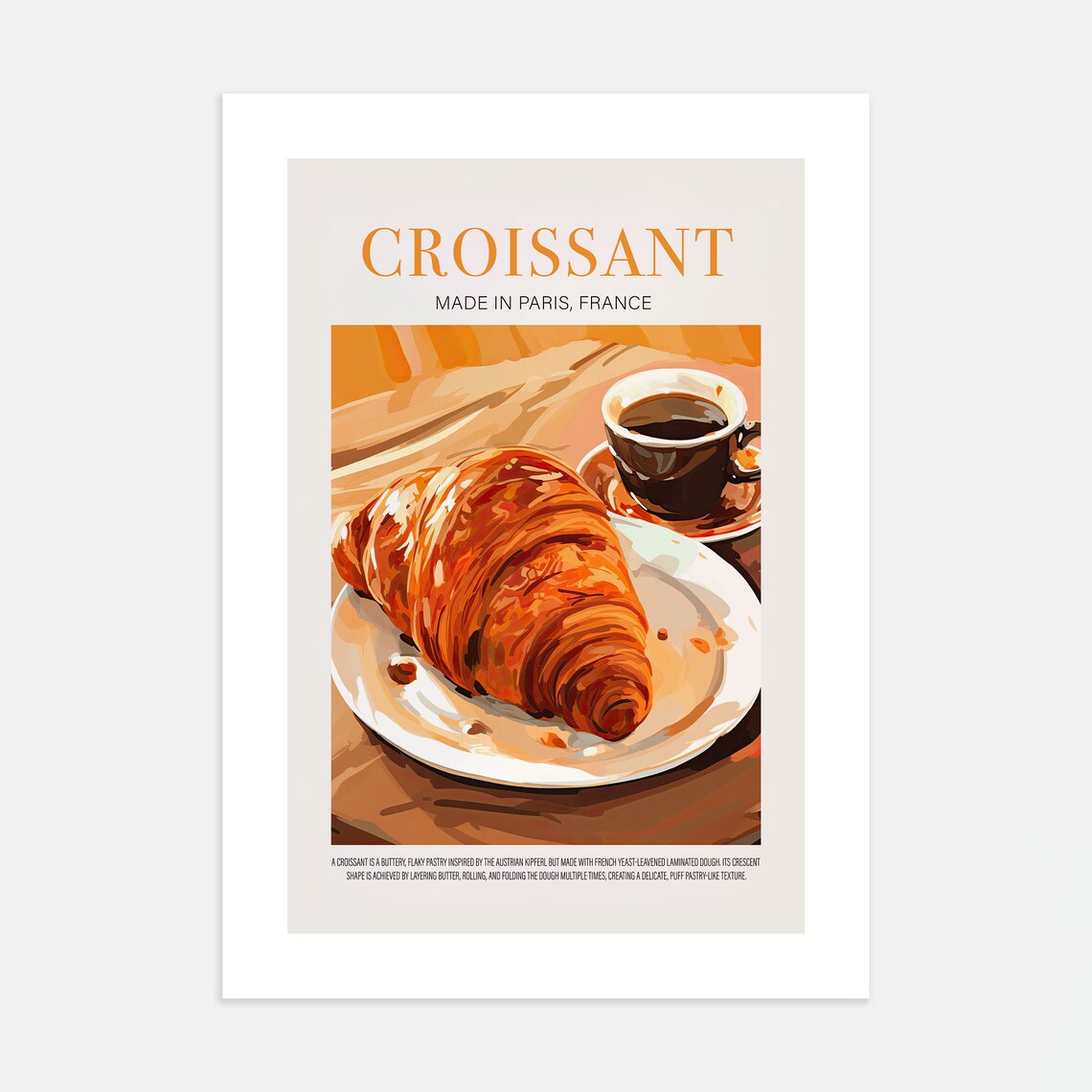 Croissant Made in Paris France Golden Bakery Breakfast Retro Poster - Image 4