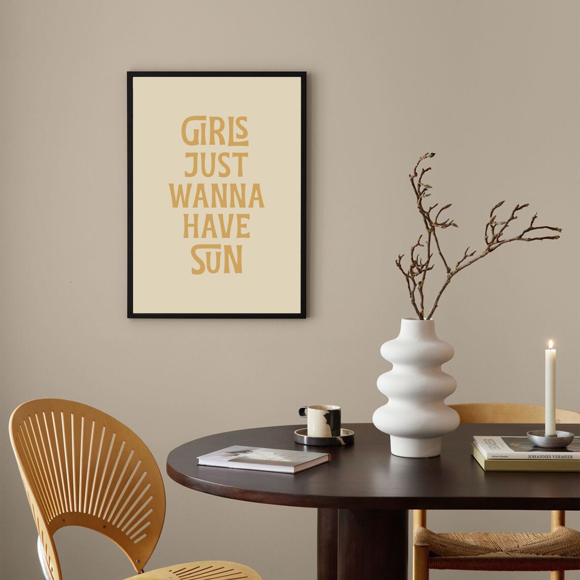 Girls Just Wanna Have Sun Quote Yellow Typography Summer Poster - Image 4