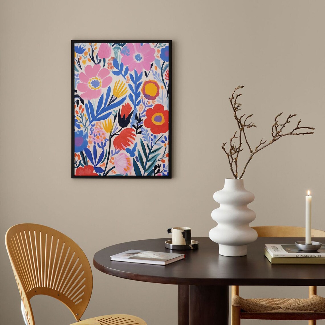 Colorful Folk Art Floral Bouquet Matisse Style Large Art Poster - Image 3