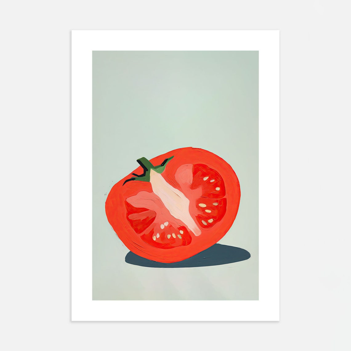 Halved Red Tomato Sliced Open Modern Minimalist Kitchen Wall Art - Image 4