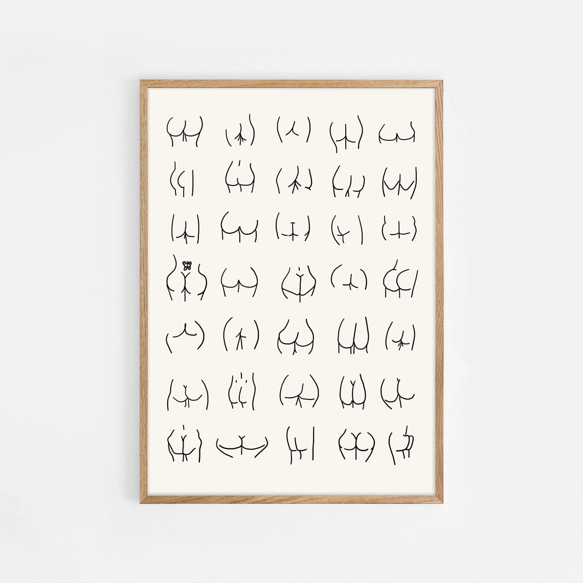 Nice Bum Body Positive Line Art Poster for Modern Bathroom Wall