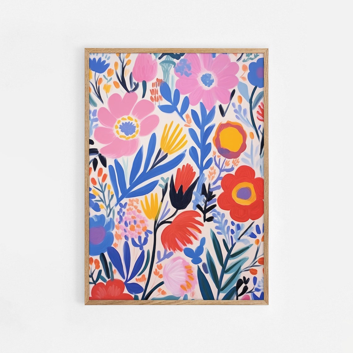 Colorful Folk Art Floral Bouquet Matisse Style Large Art Poster