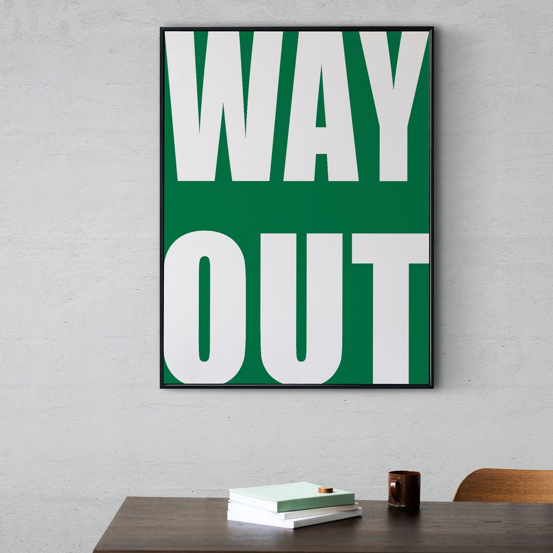 Way Out Bold Green Emergency Exit Sign Graphic Typography Poster - Image 2