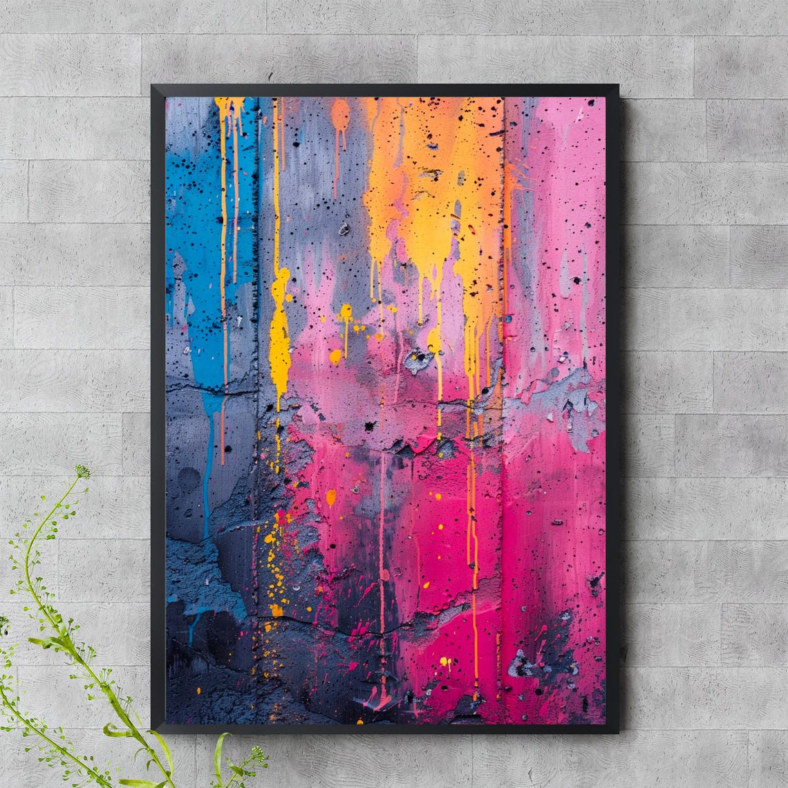 Graffiti Abstract Wall Art Colorful Urban Texture Print Bold Spray Paint Poster
