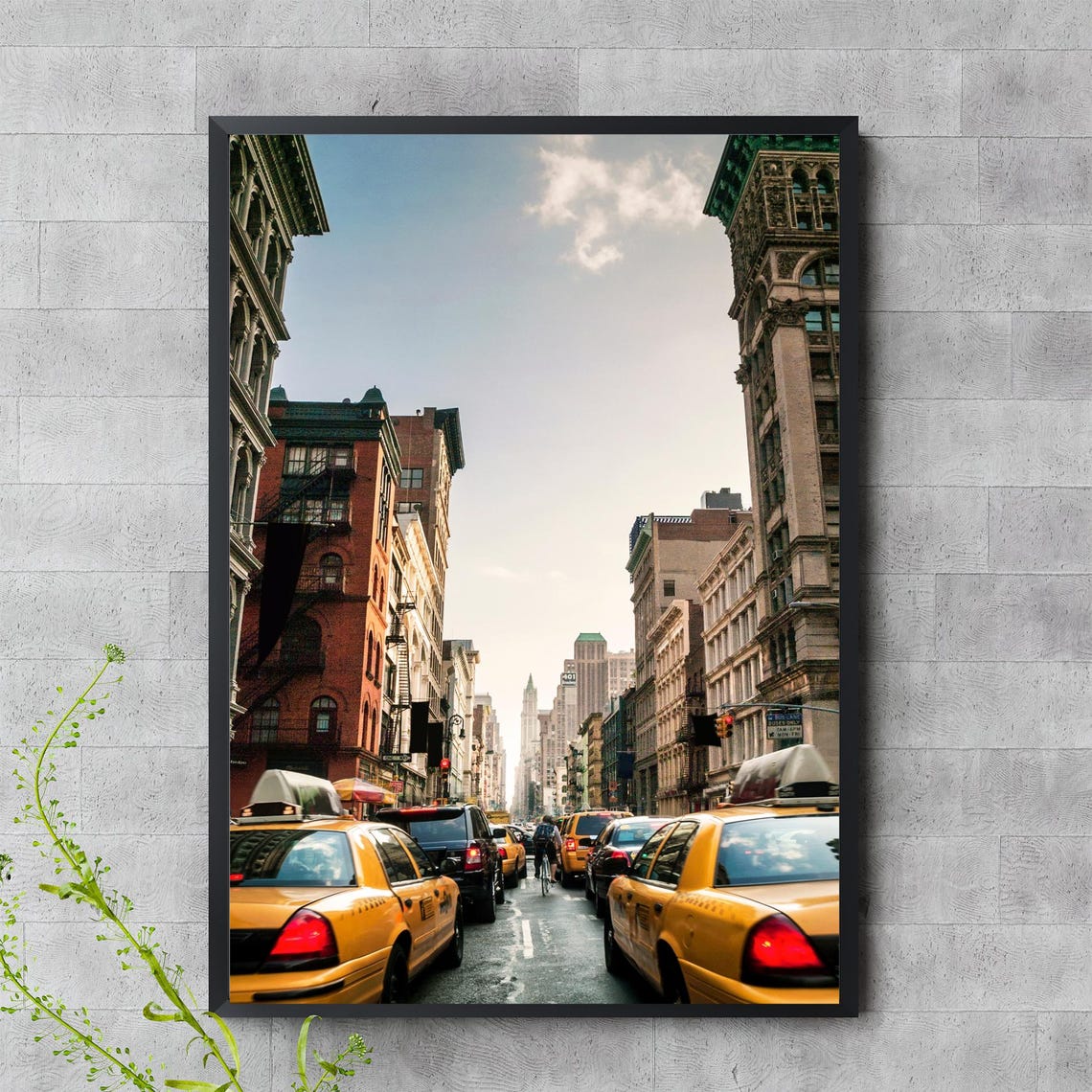 New York City Street Scene Yellow Taxi Print Nyc Wall Art Urban Photography