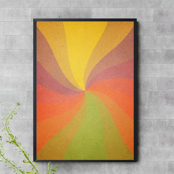 Retro Swirl Wall Art Abstract Colorful Poster Instant