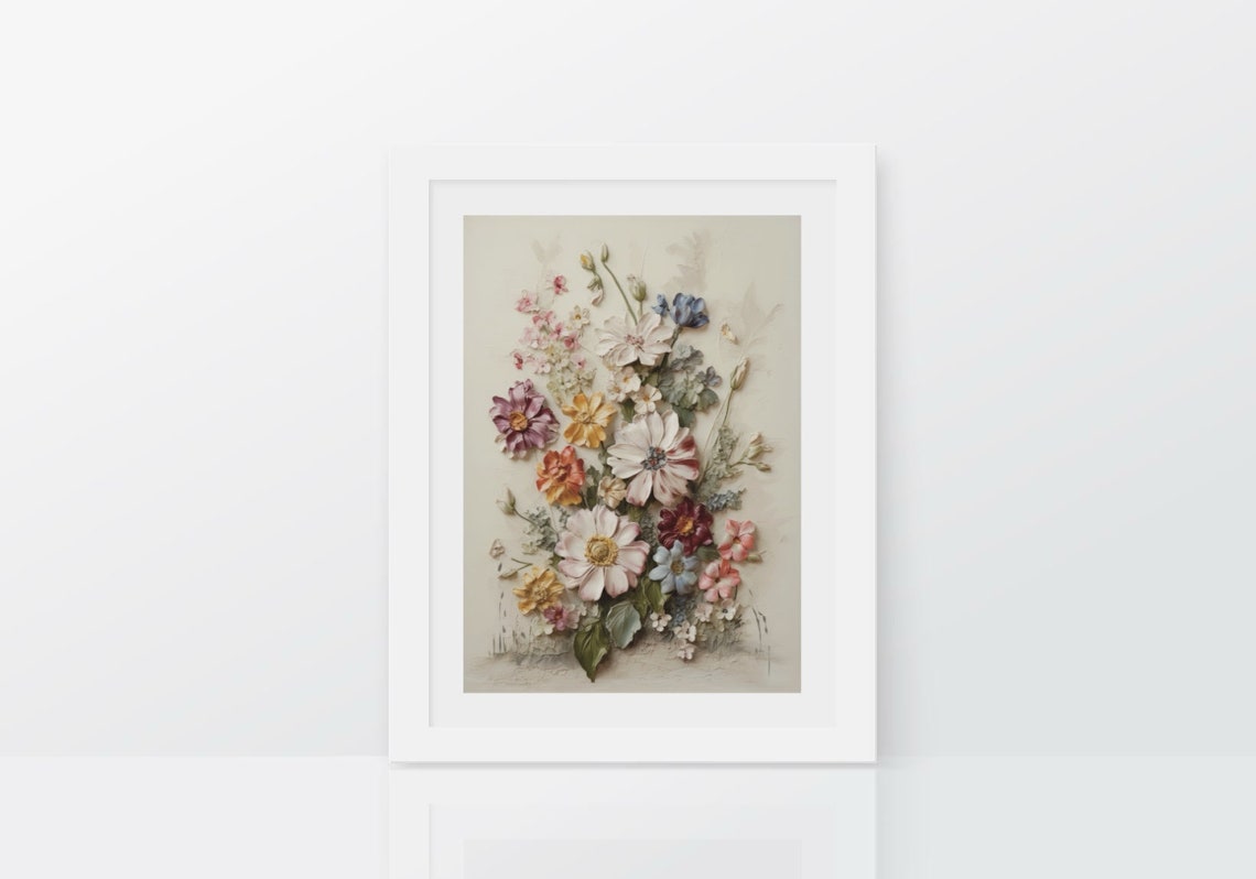 Colorful Spring Wildflower Bouquet Oil Painting Pastel Poster - Image 2