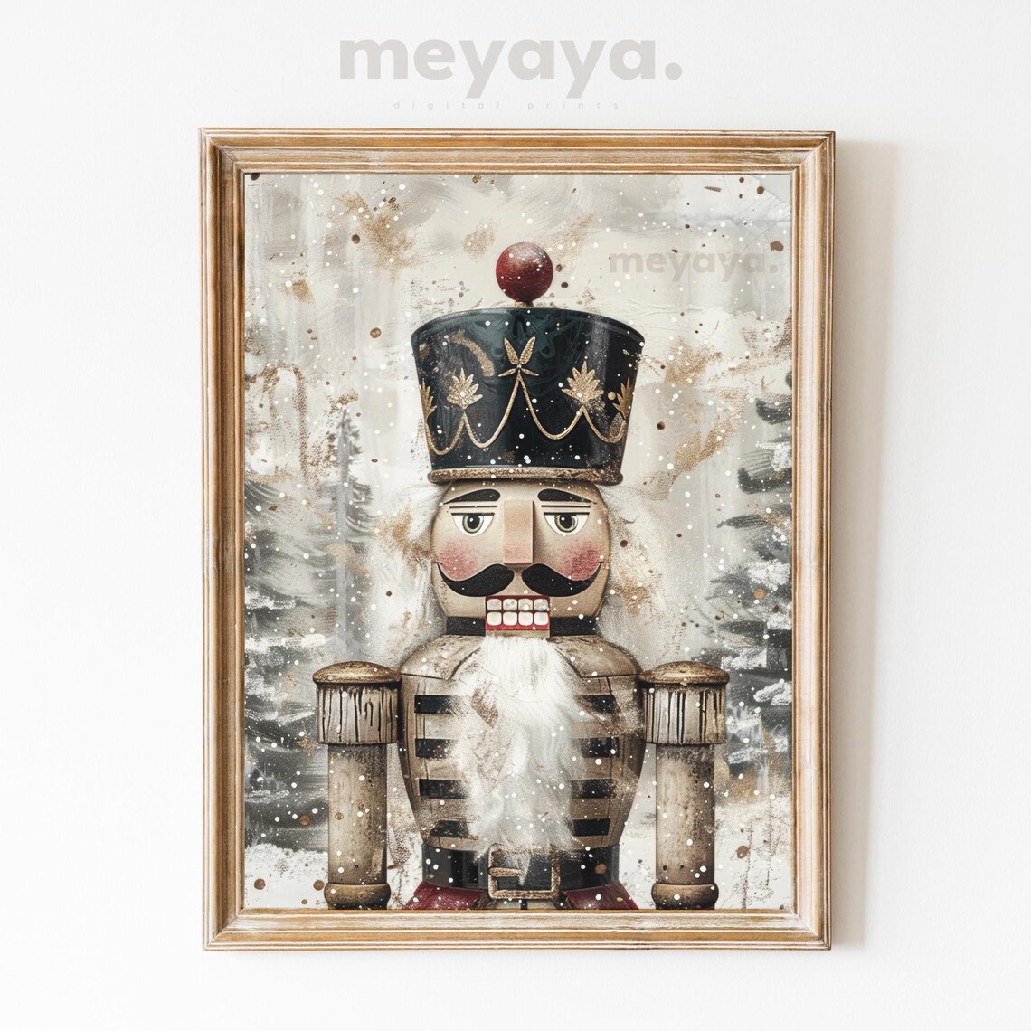 Vintage Gold Nutcracker Christmas Art Print