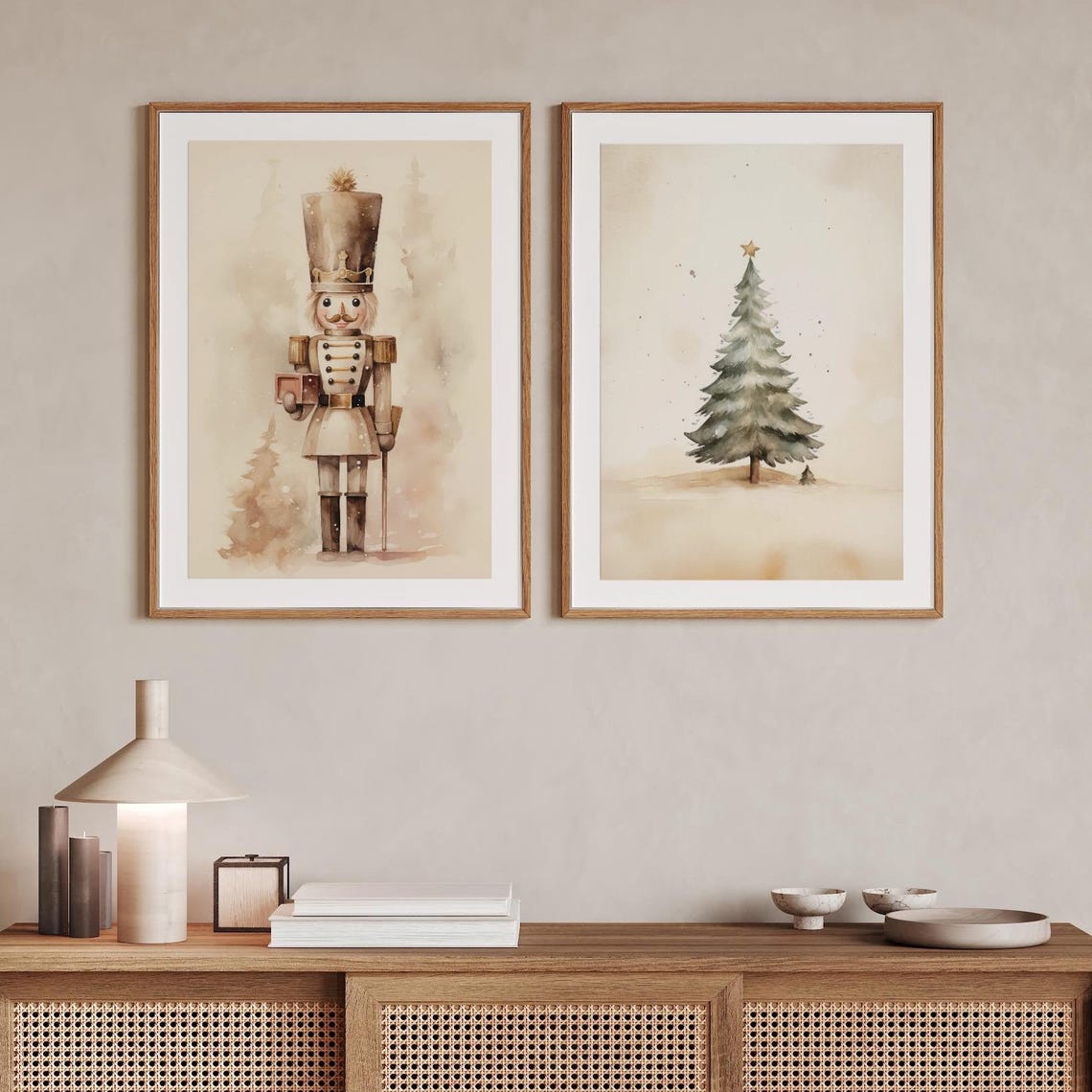 Simple Minimalist Watercolor Christmas Tree With Star Nursery Poster - Image 4