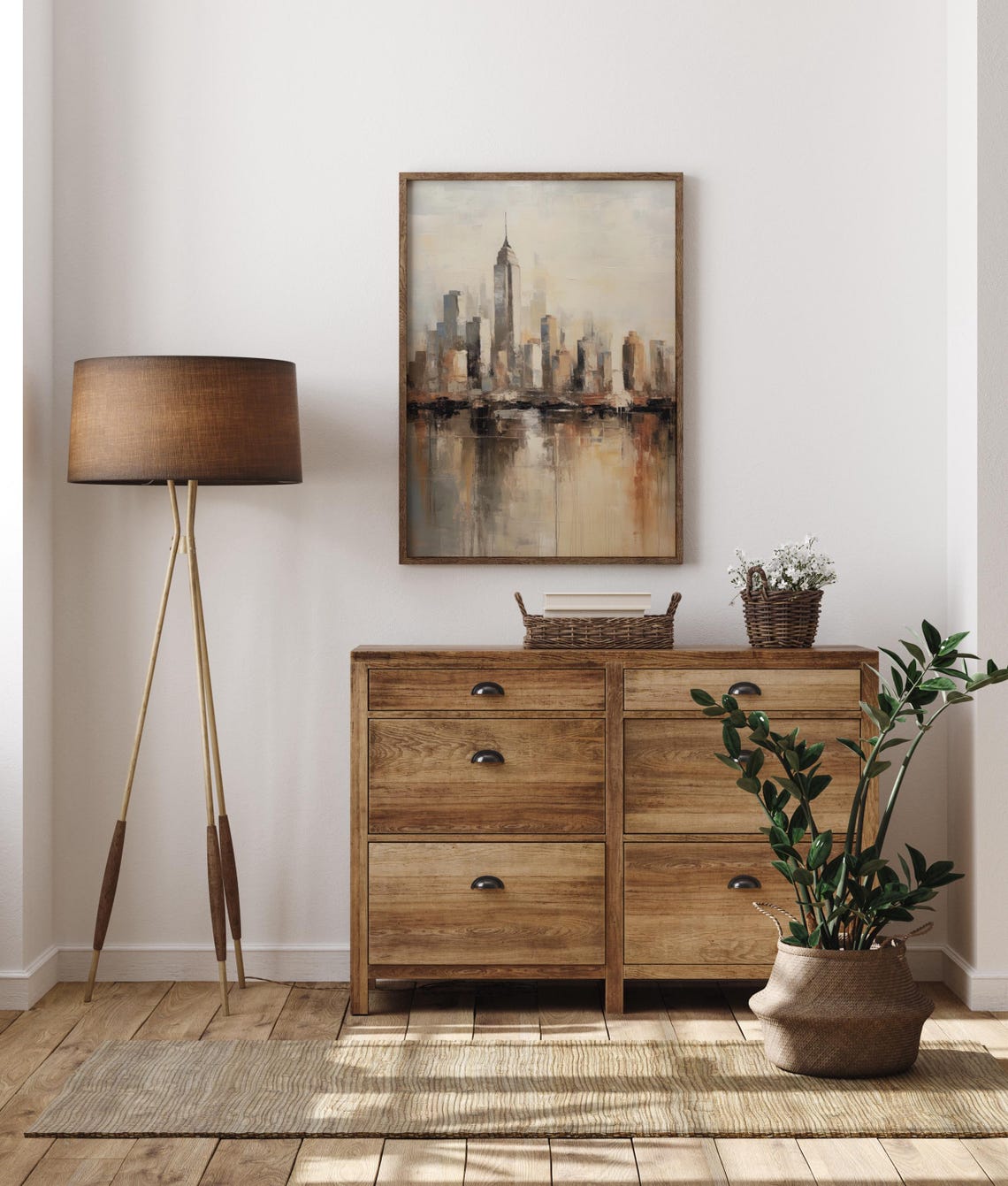 New York Skyline Empire State Abstract Muted Cityscape Poster - Image 3