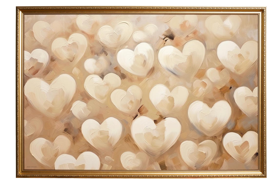 Ivory Cream Hearts Blush Beige Textured Soft Valentine Poster - Image 5
