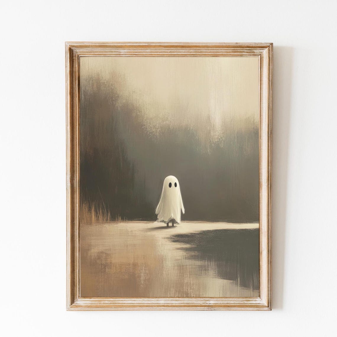 Lonely Ghost on a Misty Path Moody Dark Painting Art Wall Poster