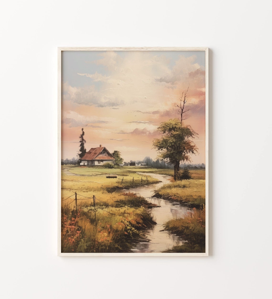Country House By Stream Sunset Golden Countryside Home Poster - Image 4