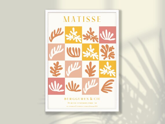 Matisse Coral Leaf Cutout Grid 1953 Paris Exhibition Art Poster