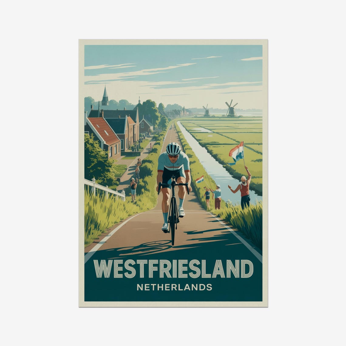 Westfriesland Netherlands Windmill Canal Cycling Triathlon Poster