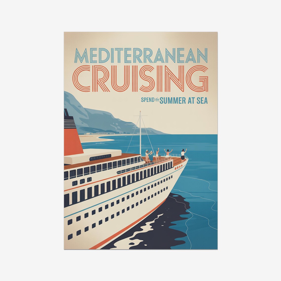 Mediterranean Cruising Ocean Liner Vintage Travel Advertisement Poster