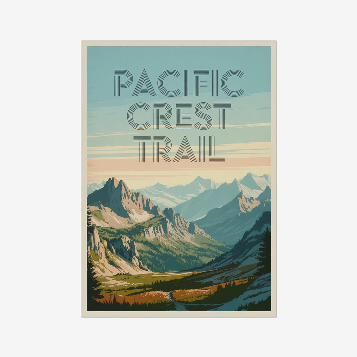 Pacific Crest Trail Vintage Travel Poster Sierra Nevada Retro