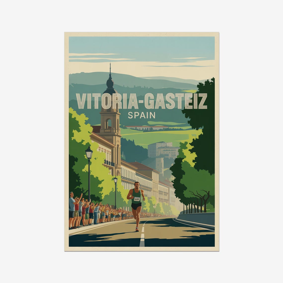 Vitoria-Gasteiz Spain City Marathon Runner Vintage Triathlon Poster