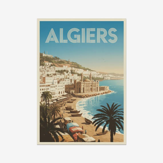 Algiers Vintage Travel Poster North Africa Retro