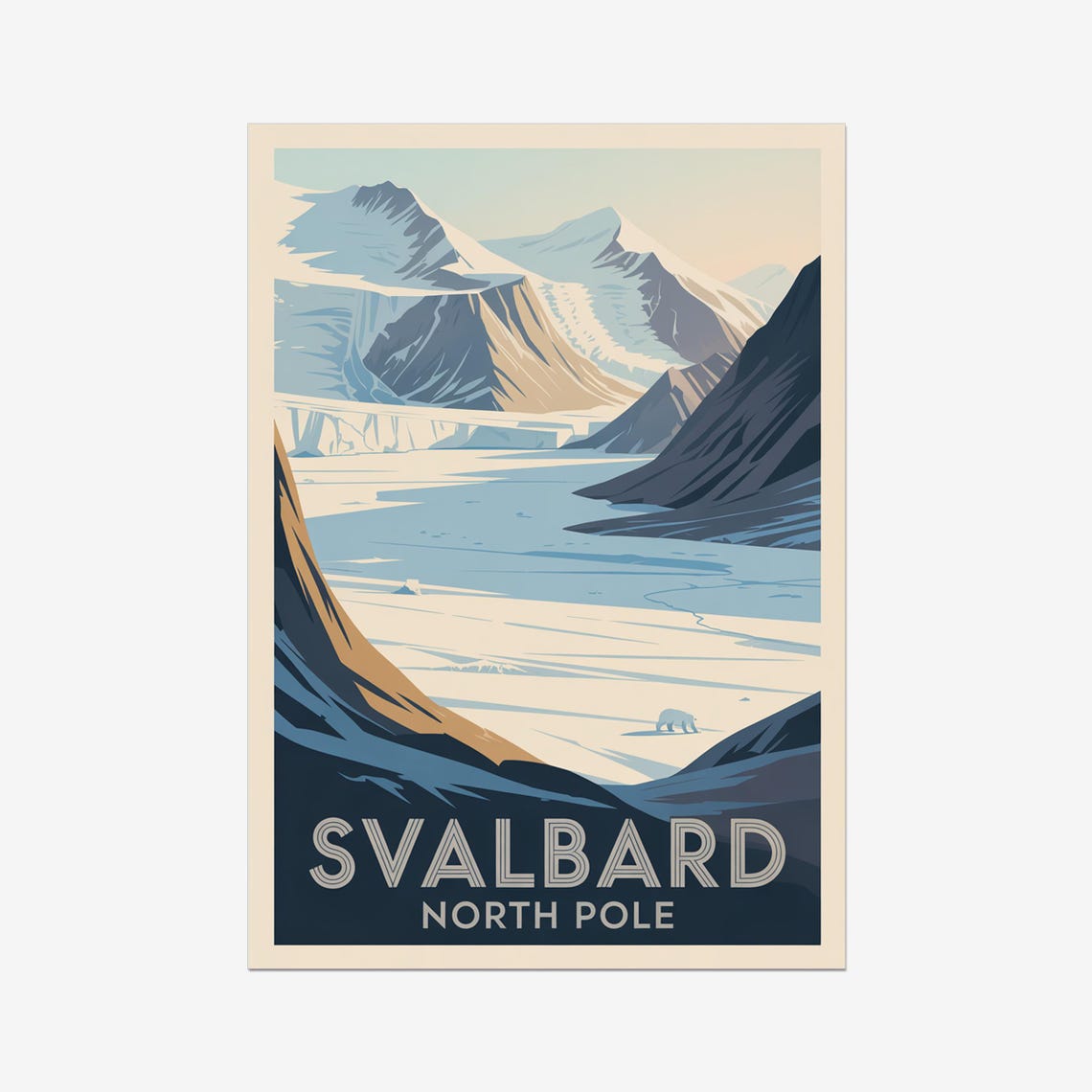 Svalbard North Pole Arctic Glacier Polar Bear Vintage Travel Poster