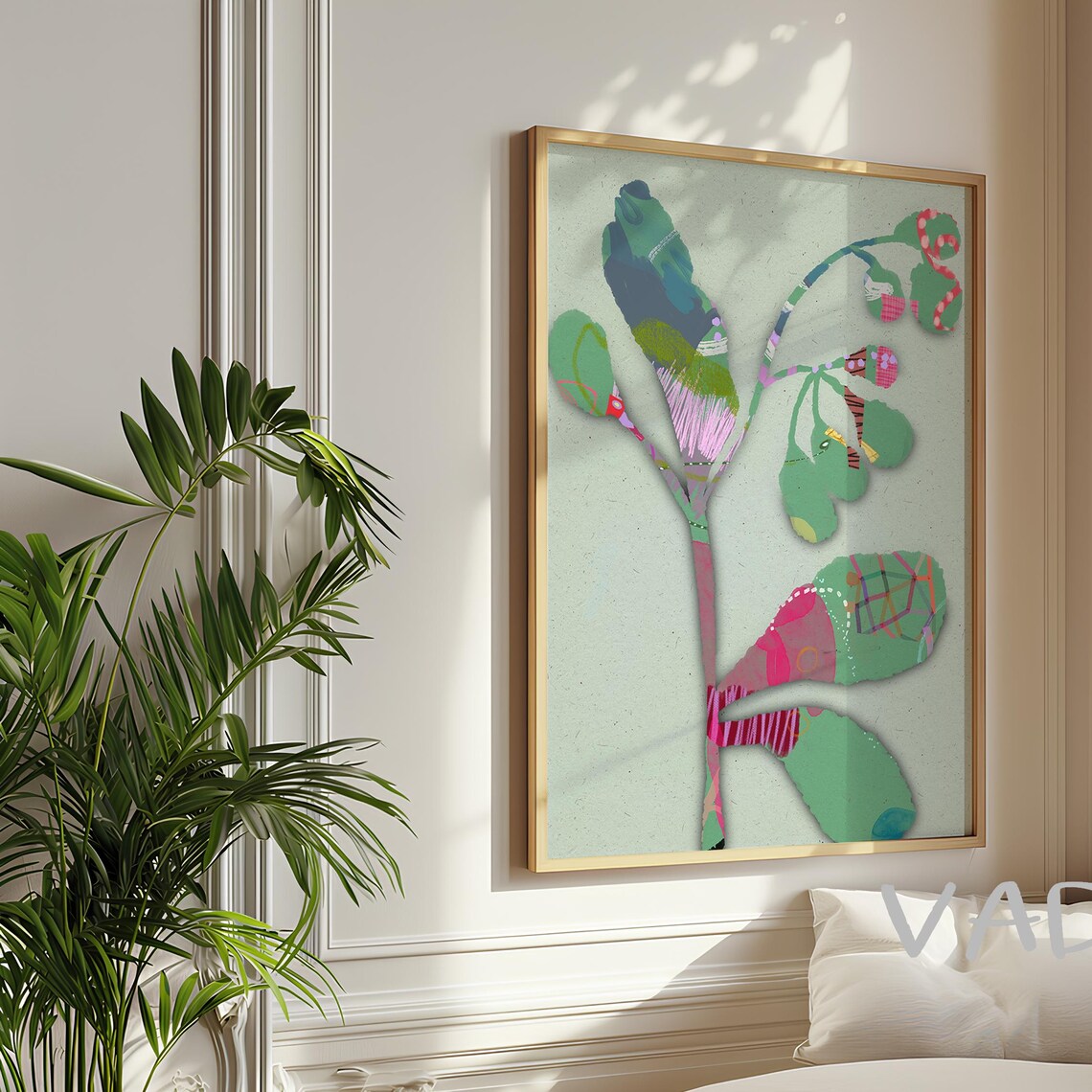 Abstract Botanical Floral Green Art Print, Modern - Image 6