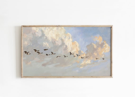 Autumn Bird Art for TV, Vintage Fall Decor