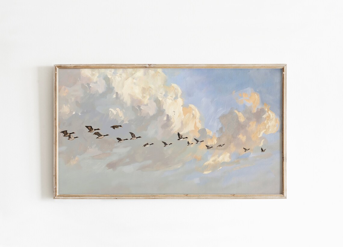 Autumn Bird Art for TV, Vintage Fall Decor