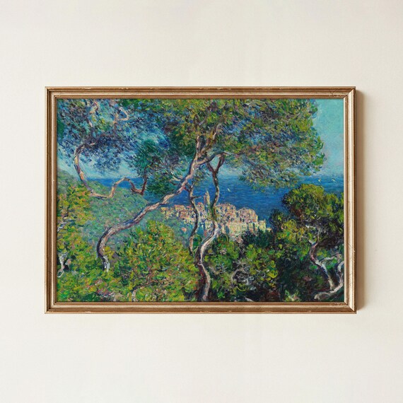 Claude Monet Bordighera View Through Trees Mediterranean Coast Poster