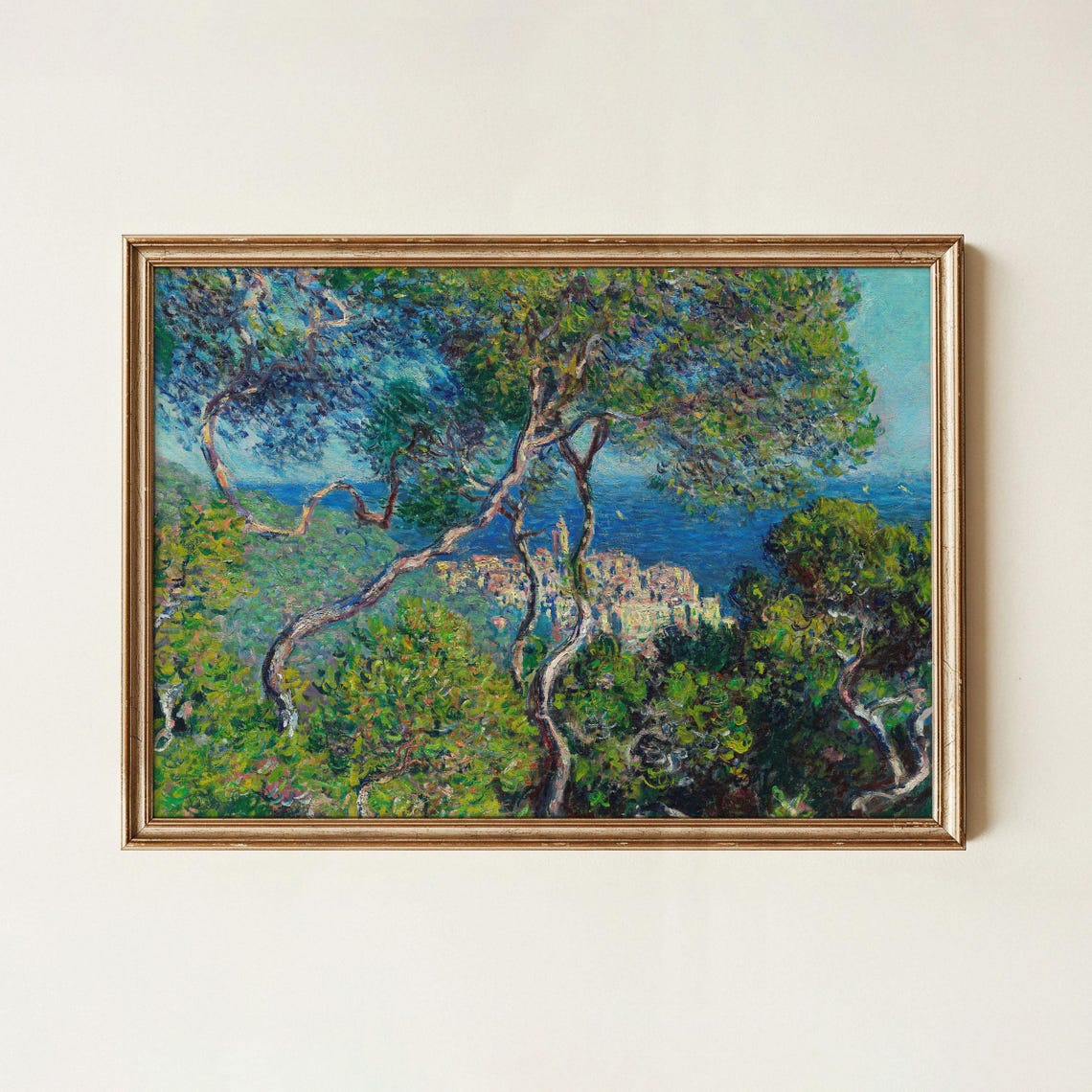 Claude Monet Bordighera View Through Trees Mediterranean Coast Poster