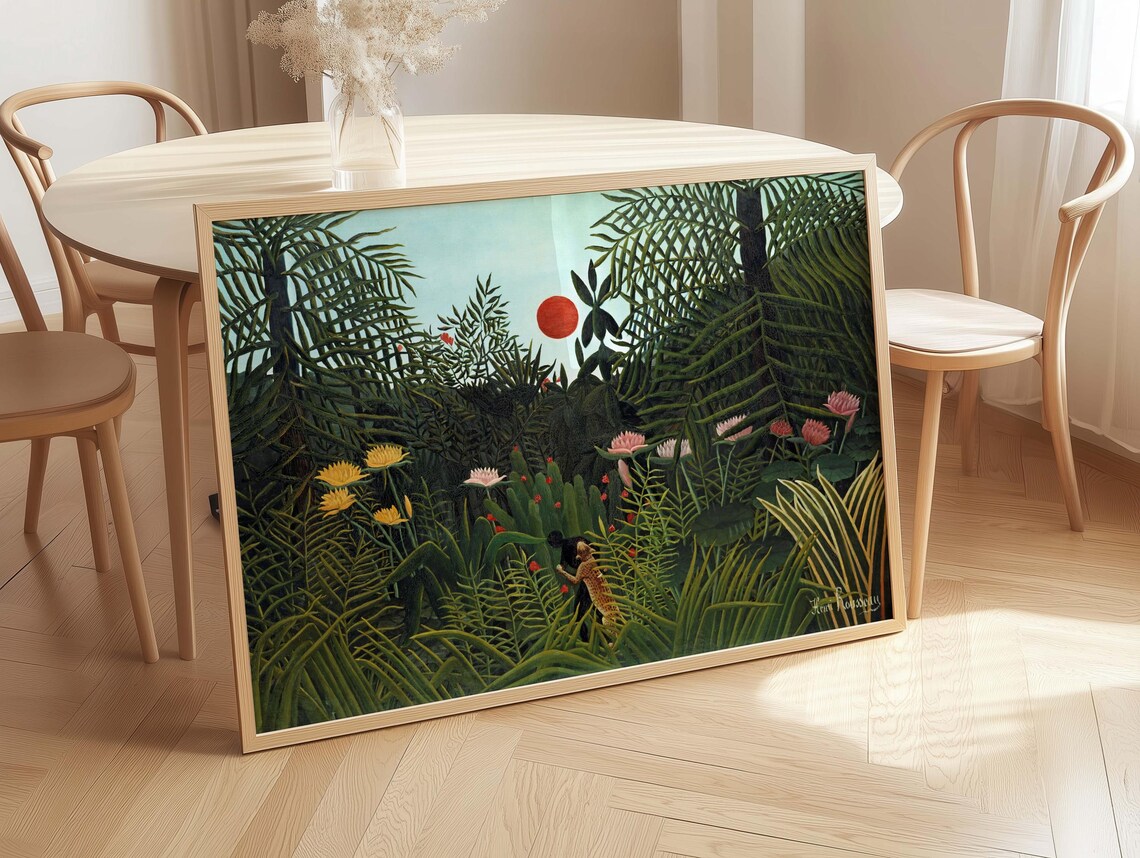 Henri Rousseau Virgin Forest Sunset Jungle Painting Vintage Poster