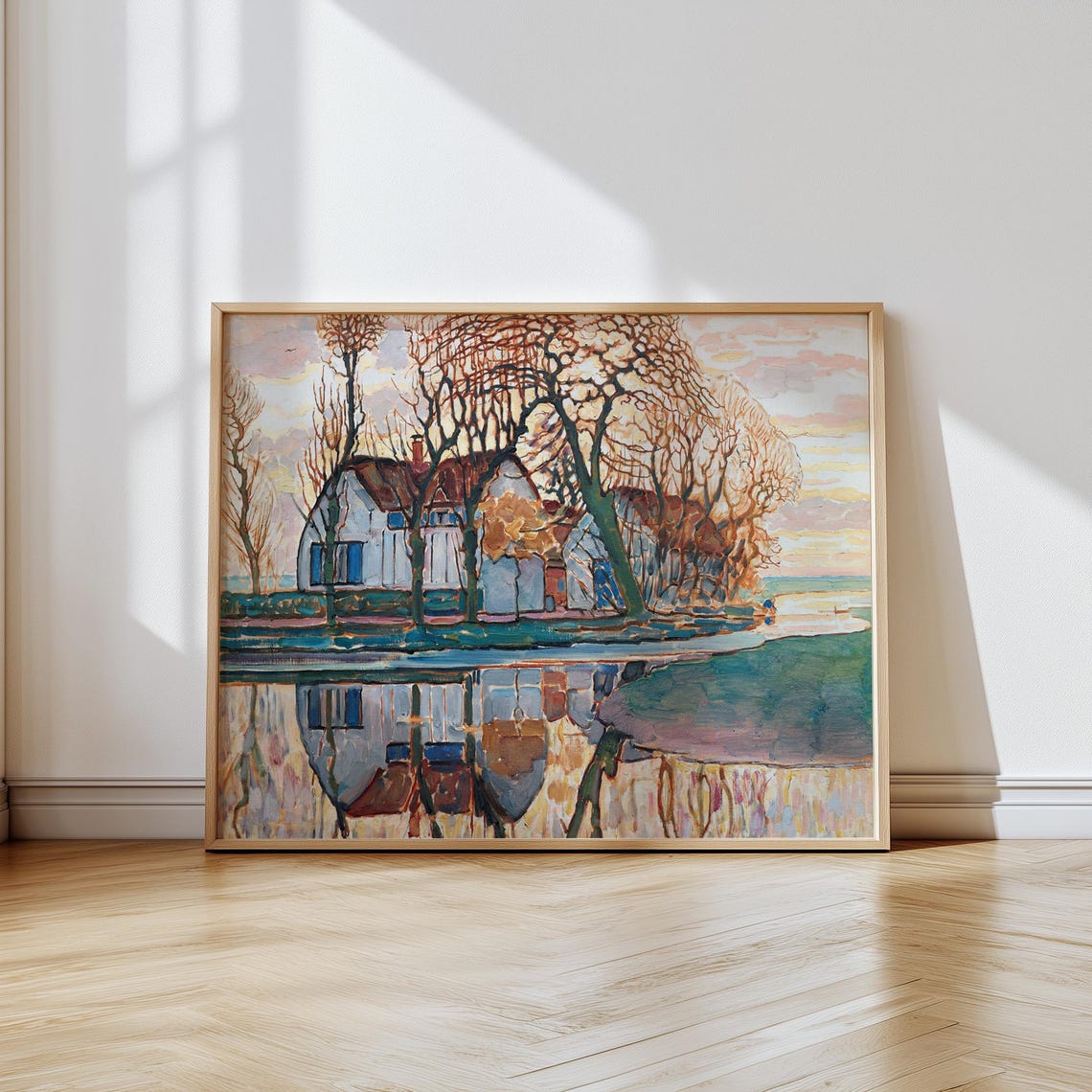 Piet Mondrian Vintage Farm Trees Reflection Dutch Art Poster
