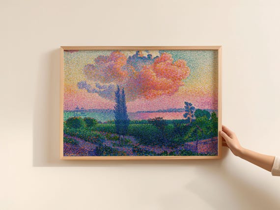 Henriedmond Cross Pink Cloud Vintage Art Print