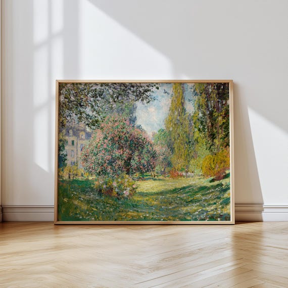 Claude Monet Parc Monceau Vintage Art Print Restored Museum Landscape