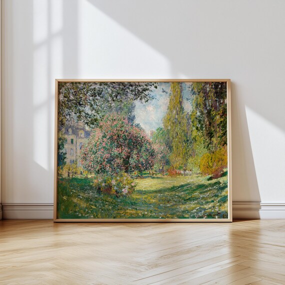 Vintage Claude Monet Parc Monceau Sunlit Impressionist Garden Poster