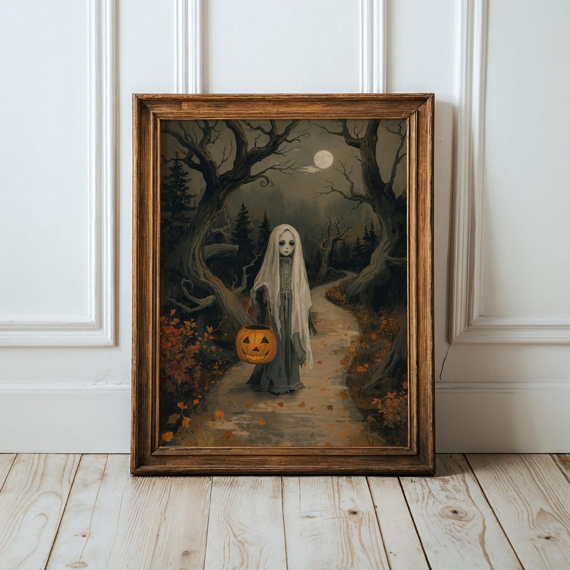Vintage Halloween Print Jackolantern Dark Academia