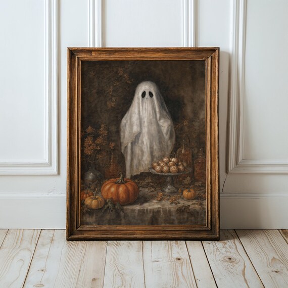 Vintage Halloween Art Print Dark Academia Wall Decor